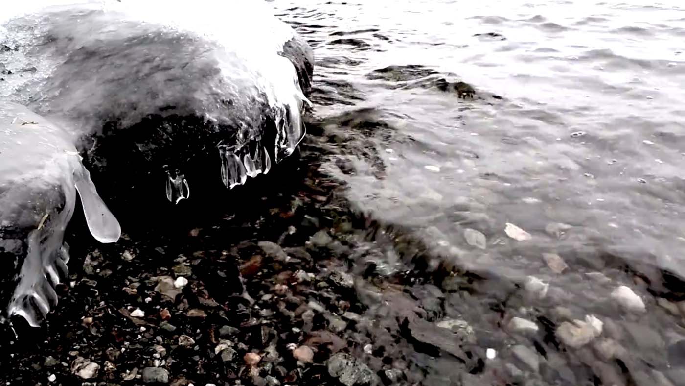 icy rocky waves